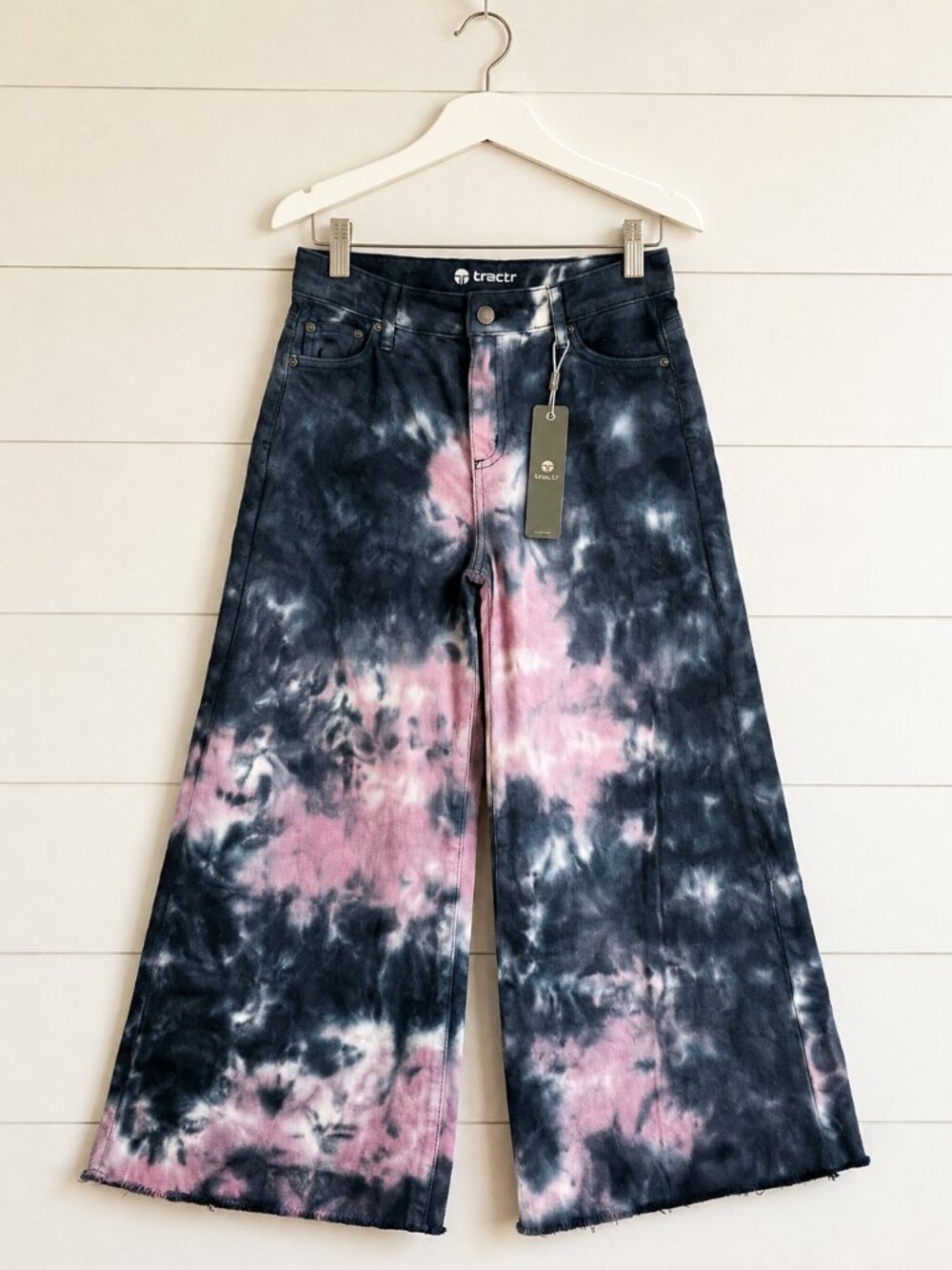 NWT Tractr Girls High Rise Wide Leg Tie Dye Jeans Size 12 Back to School